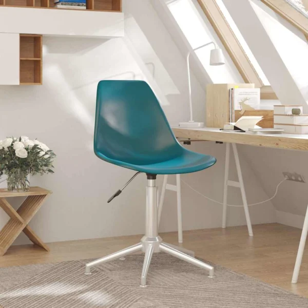 Chaise de bureau pivotante PP 46 x 59 x 82 cm turquoise métal – vue d’ensemble