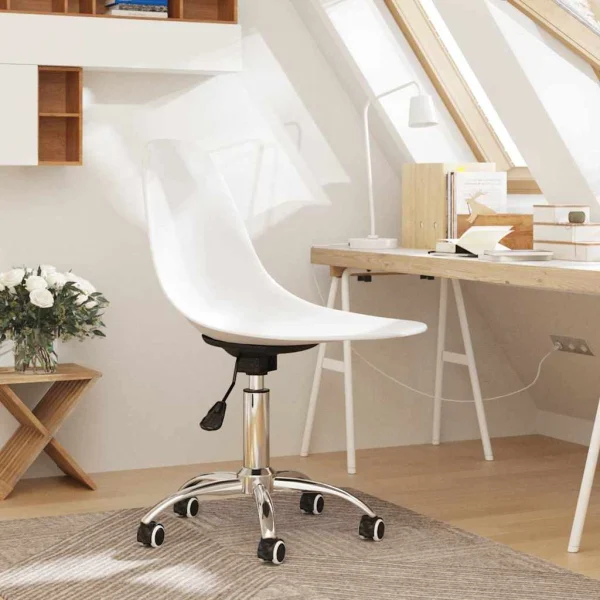 Chaise de bureau pivotante PP 46 x 59 x 88 cm blanc métal – vue d’ensemble