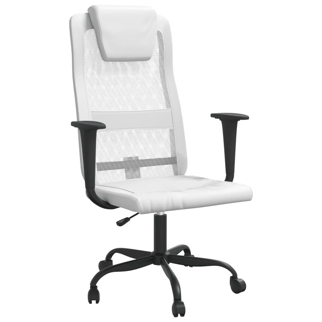 Chaise de bureau réglable en hauteur blanc contreplaqué – vue de face