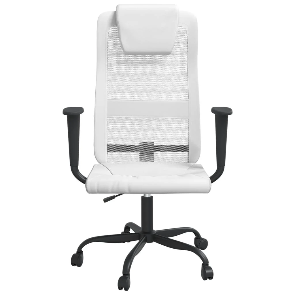 Chaise de bureau réglable en hauteur blanc contreplaqué – vue de côté