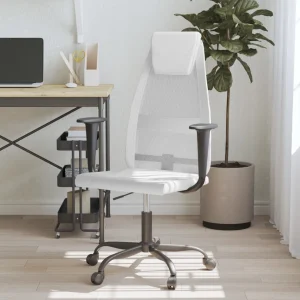 Chaise de bureau réglable en hauteur blanc contreplaqué – modèle 2 – vue d’ensemble