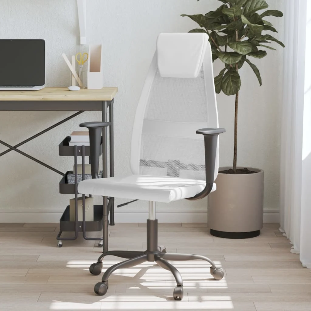 Chaise de bureau réglable en hauteur blanc contreplaqué – modèle 2 – vue d’ensemble