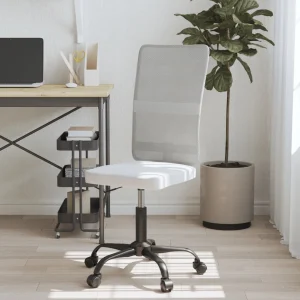 Chaise de bureau réglable en hauteur blanc maille – vue d’ensemble