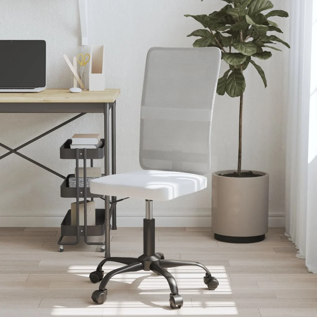Chaise de bureau réglable en hauteur blanc maille – vue d’ensemble