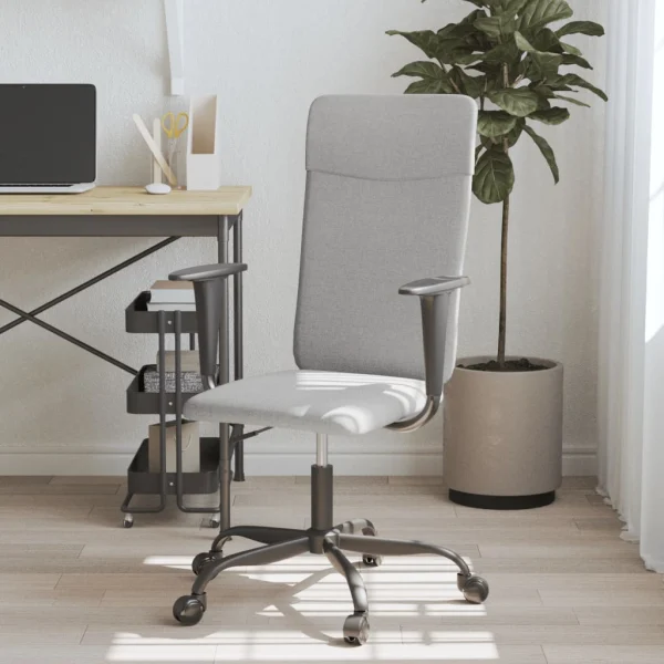 Chaise de bureau réglable en hauteur gris clair tissu – vue d’ensemble