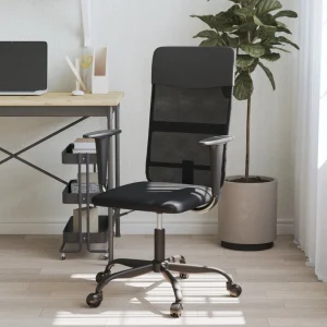 Chaise de bureau réglable en hauteur noir contreplaqué – vue d’ensemble
