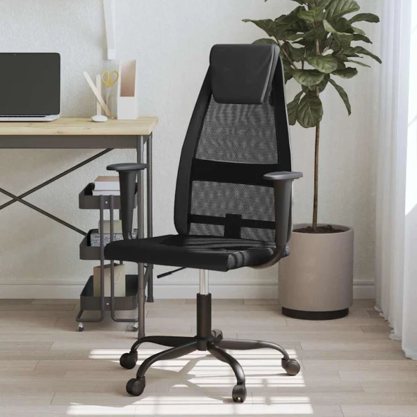 Chaise de bureau réglable en hauteur noir contreplaqué – modèle 3 – vue d’ensemble