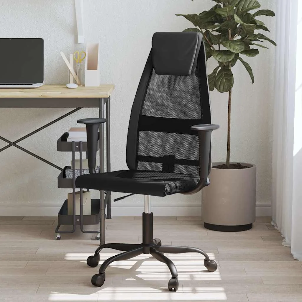 Chaise de bureau réglable en hauteur noir contreplaqué – modèle 3 – vue d’ensemble