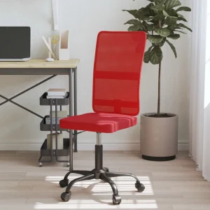 Chaise de bureau réglable en hauteur rouge bordeaux maille – vue d’ensemble