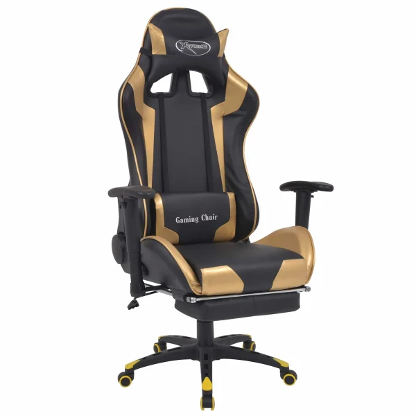 Chaise de Gaming 70 x 71 x 136 cm doré similicuir – vue d’ensemble