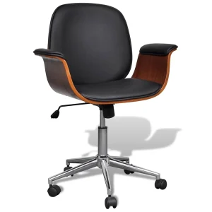 Chaise pivotante Bois courbé 69,5 x 61 x 88 cm noir similicuir – vue d’ensemble