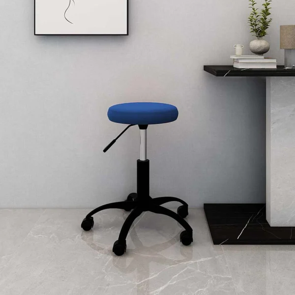Chaise pivotante de bureau 31 x 54 x 54 cm bleu velours – vue d’ensemble