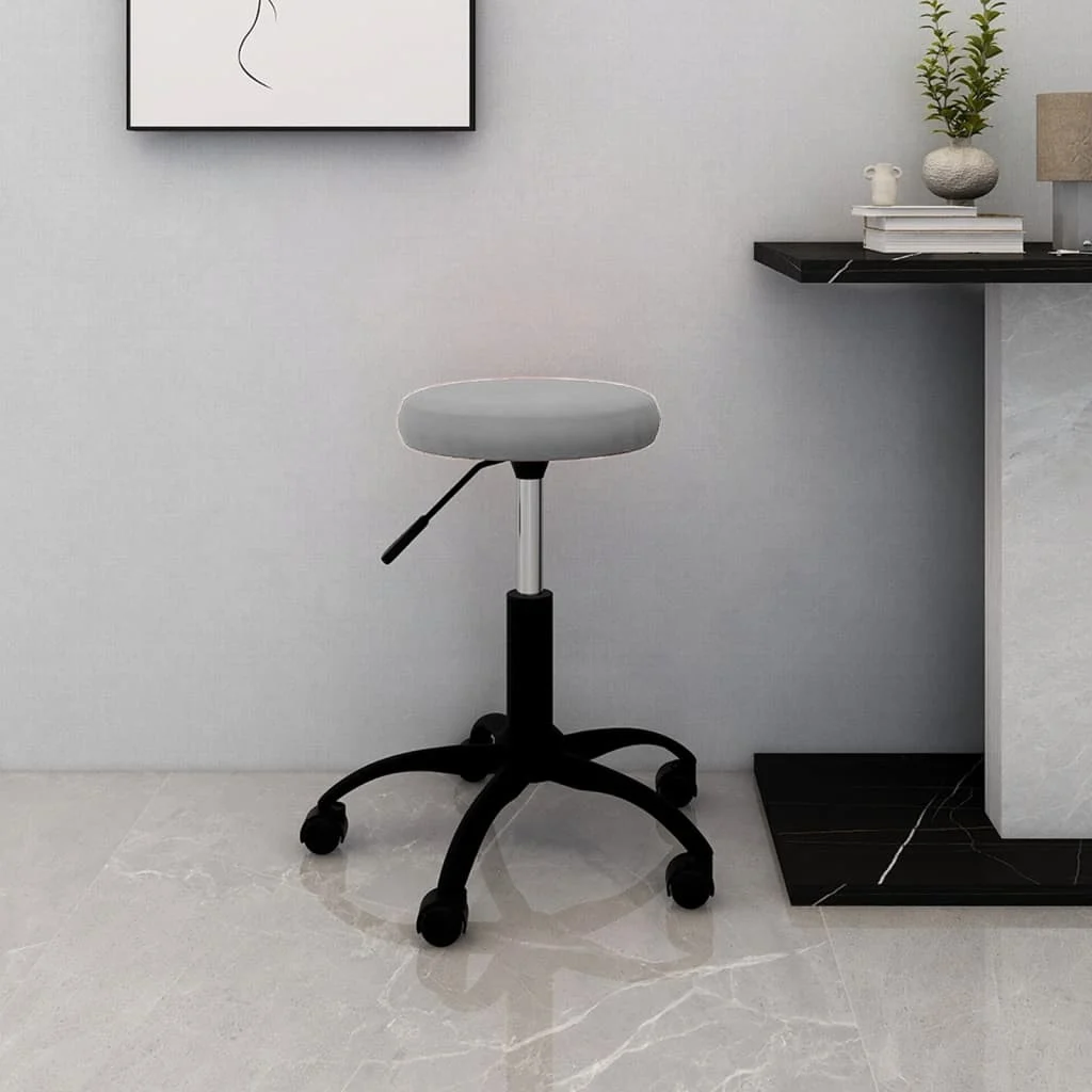 Chaise pivotante de bureau 31 x 54 x 54 cm gris clair velours – vue d’ensemble
