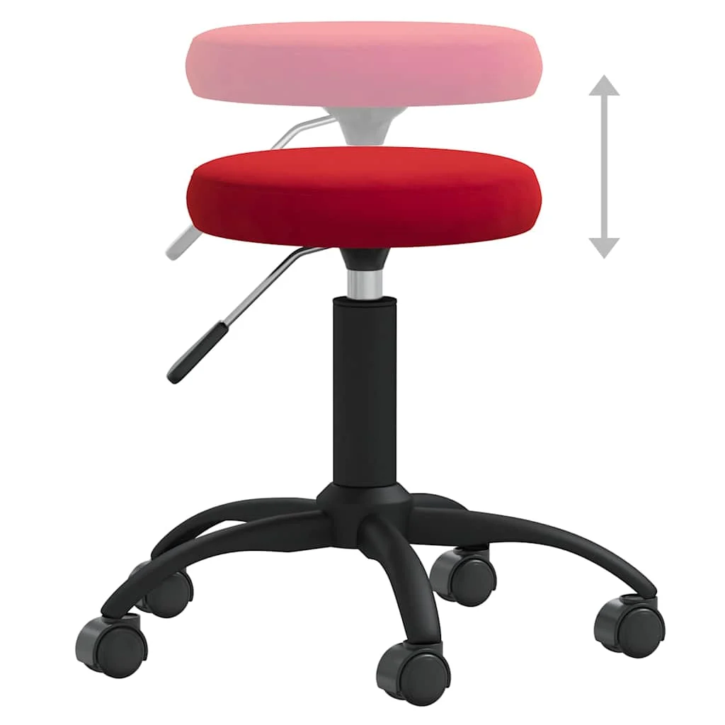 Chaise pivotante de bureau 31 x 54 x 54 cm rouge bordeaux velours – vue de dessus