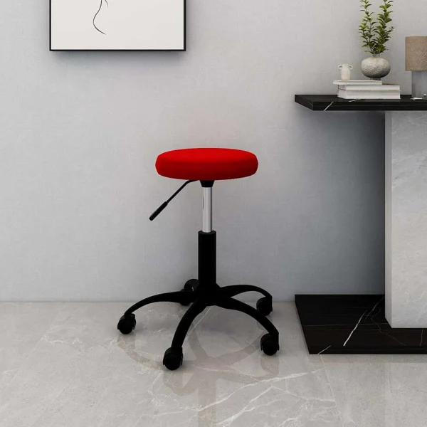 Chaise pivotante de bureau 31 x 54 x 54 cm rouge bordeaux velours – vue d’ensemble