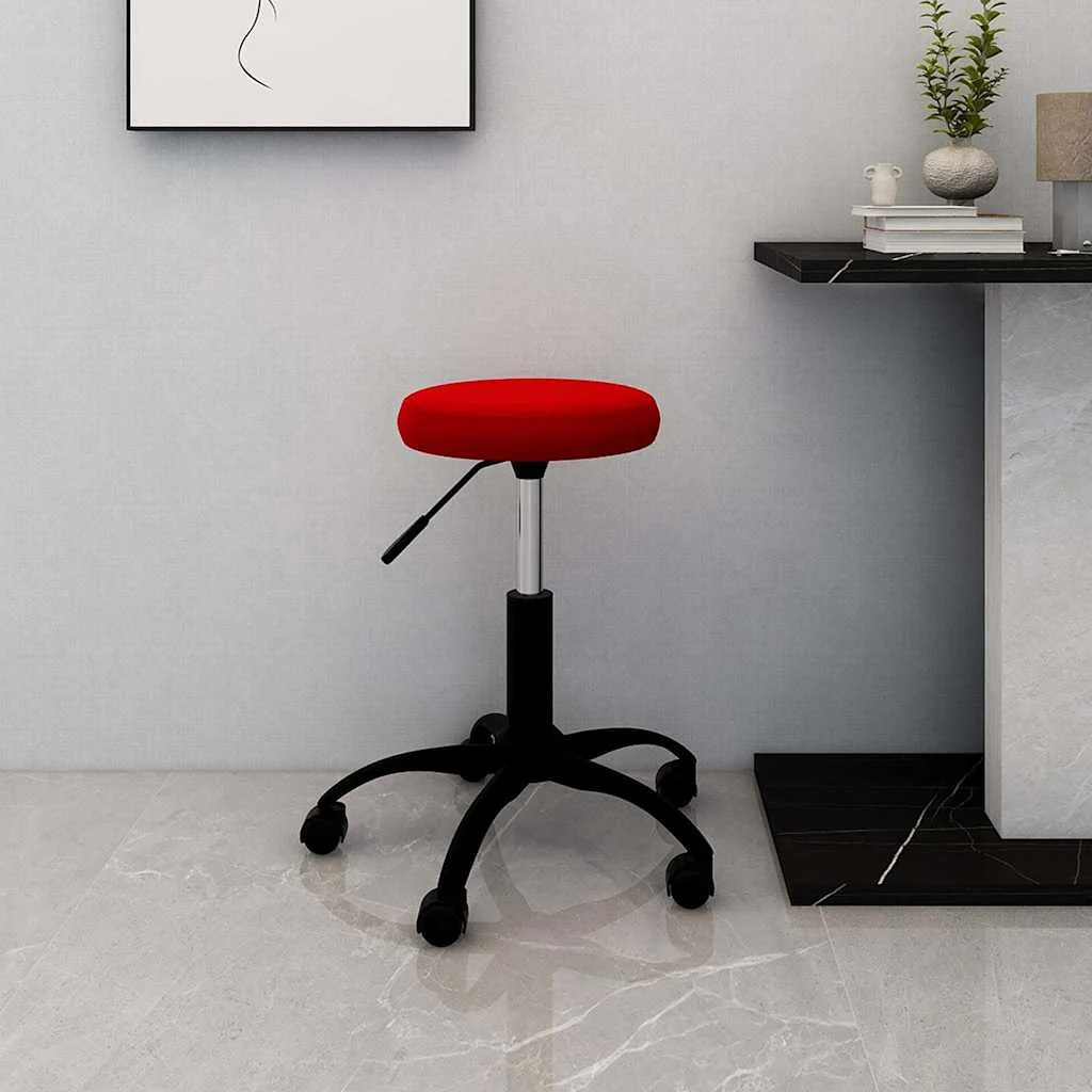 Chaise pivotante de bureau 31 x 54 x 54 cm rouge bordeaux velours – vue d’ensemble
