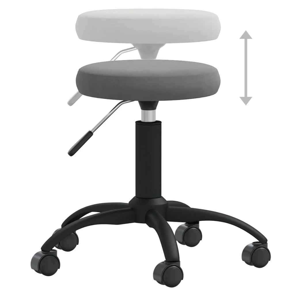 Chaise pivotante de bureau 31 x 54 cm gris foncé velours – vue de dessus
