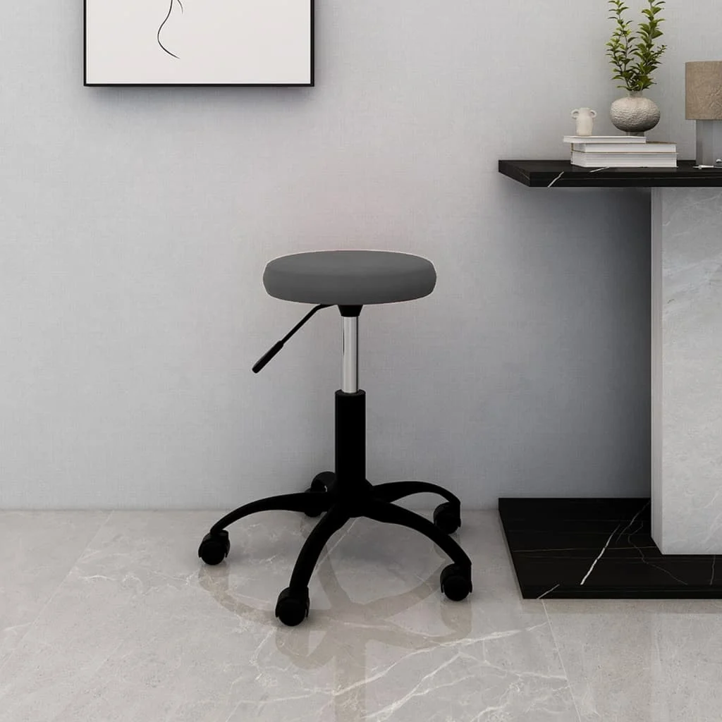 Chaise pivotante de bureau 31 x 54 cm gris foncé velours – vue d’ensemble