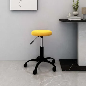 Chaise pivotante de bureau 31 x 54 cm jaune moutarde velours – vue d’ensemble