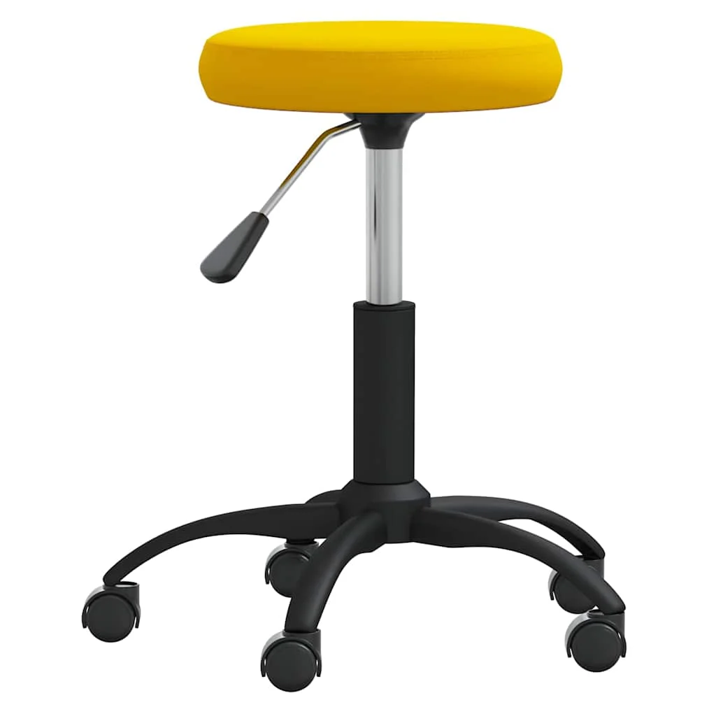 Chaise pivotante de bureau 31 x 54 cm jaune moutarde velours – vue de côté