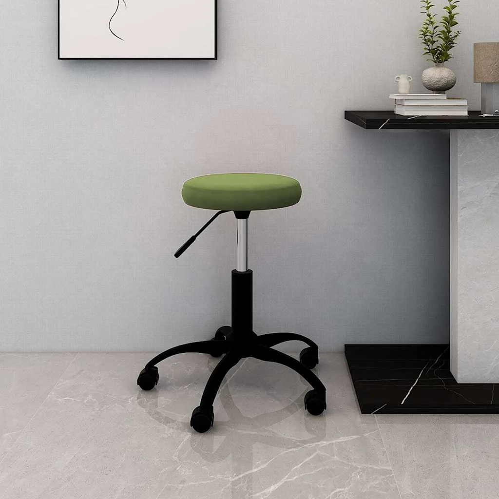 Chaise pivotante de bureau 31 x 54 cm vert clair velours – vue d’ensemble