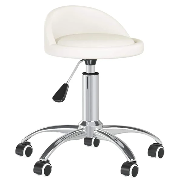 Chaise pivotante de bureau 36 x 38 x 62 cm blanc similicuir – vue d’ensemble