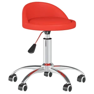 Chaise pivotante de bureau 36 x 38 x 62 cm rouge similicuir – vue d’ensemble