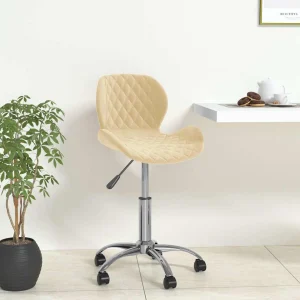Chaise pivotante de bureau 39 x 51 x 83,5 cm crème velours – vue d’ensemble