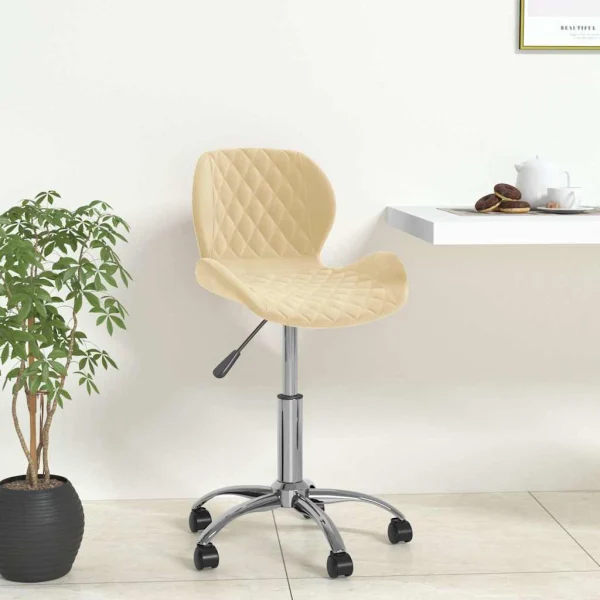 Chaise pivotante de bureau 39 x 51 x 83,5 cm crème velours – vue d’ensemble