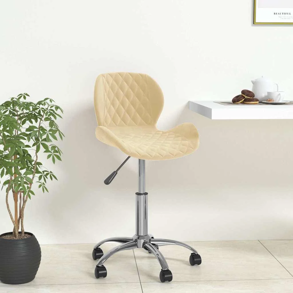 Chaise pivotante de bureau 39 x 51 x 83,5 cm crème velours – vue d’ensemble