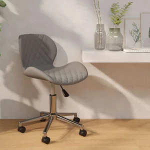 Chaise pivotante de bureau 39 x 51 x 83,5 cm gris clair velours – vue d’ensemble