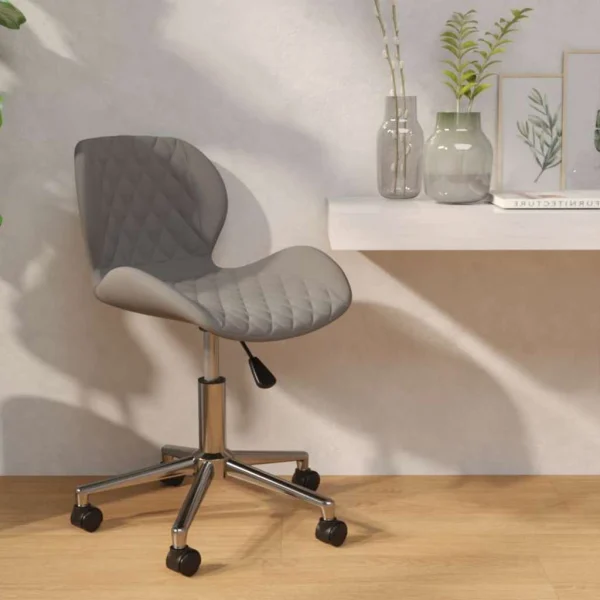 Chaise pivotante de bureau 39 x 51 x 83,5 cm gris clair velours – vue d’ensemble