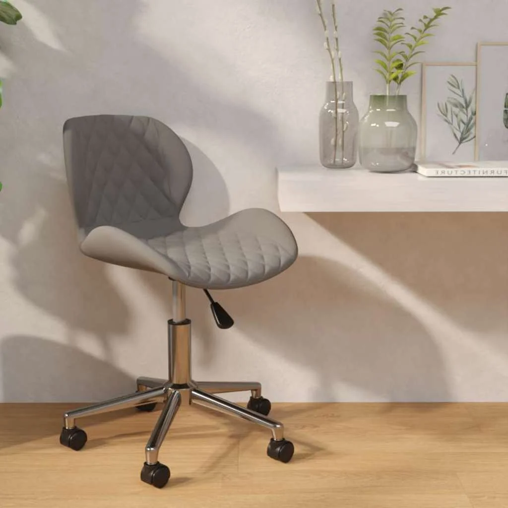 Chaise pivotante de bureau 39 x 51 x 83,5 cm gris clair velours – vue d’ensemble