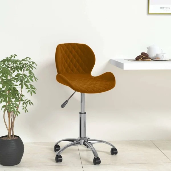 Chaise pivotante de bureau 39 x 51 x 83,5 cm marron velours – vue d’ensemble