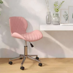 Chaise pivotante de bureau 39 x 51 x 83,5 cm rose velours – vue d’ensemble