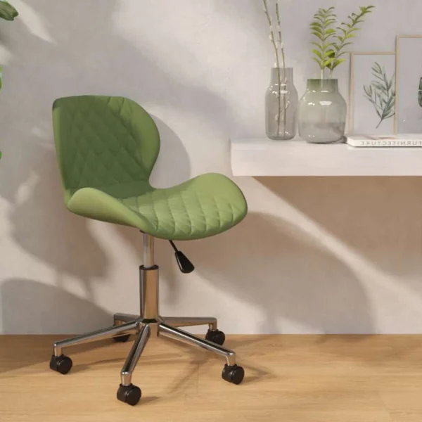 Chaise pivotante de bureau 39 x 51 x 83,5 cm vert clair velours – vue d’ensemble