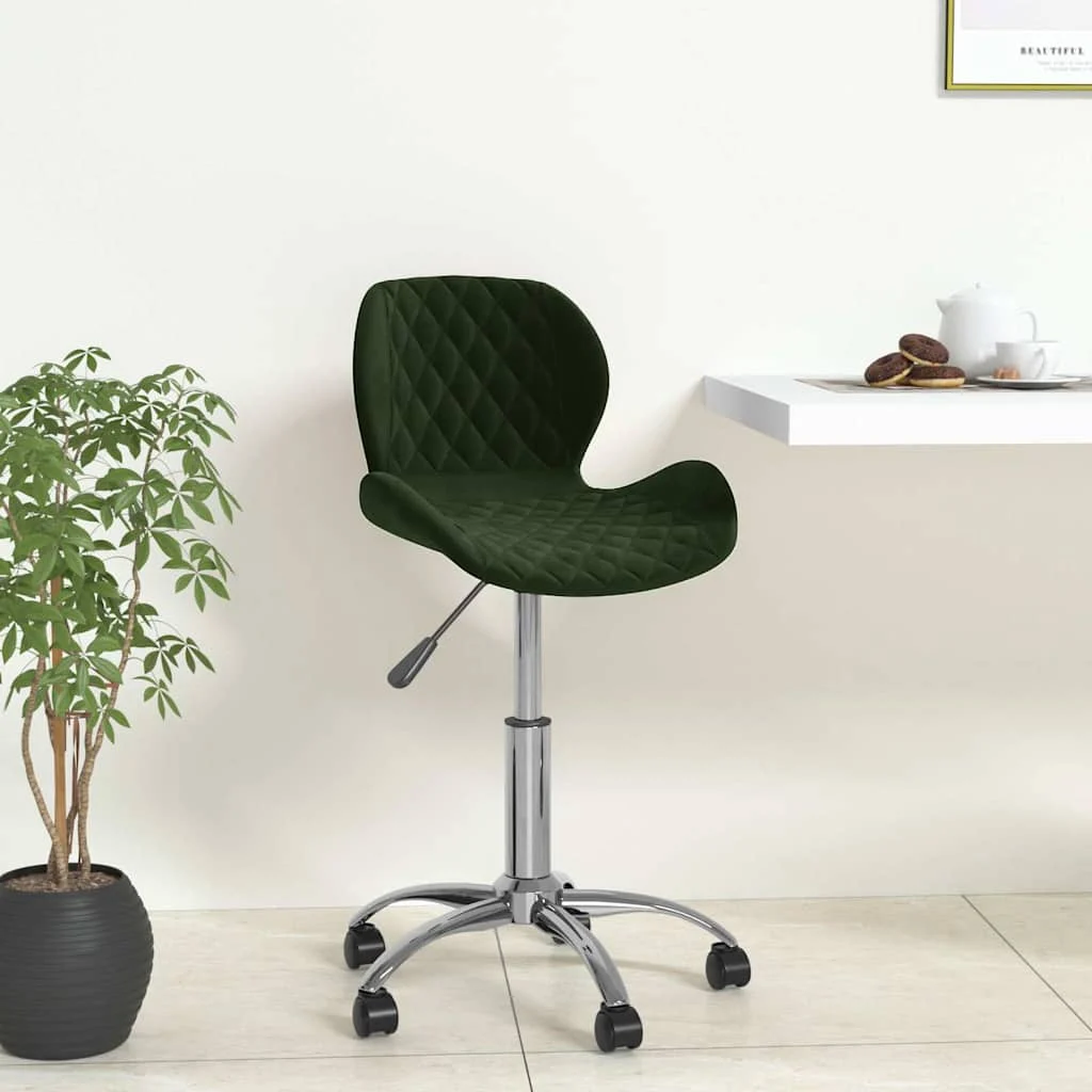 Chaise pivotante de bureau 39 x 51 x 83,5 cm vert foncé velours – vue d’ensemble