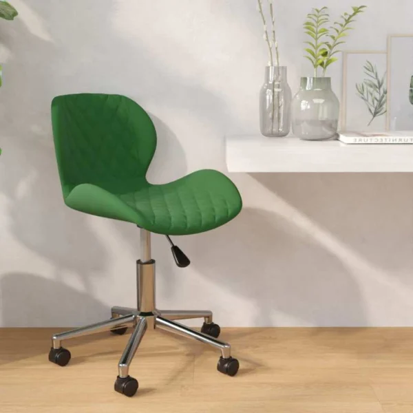 Chaise pivotante de bureau 39 x 51 x 83,5 cm vert foncé velours – modèle 2 – vue d’ensemble