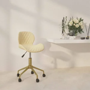 Chaise pivotante de bureau 39 x 51 x 84,5 cm crème velours – vue d’ensemble