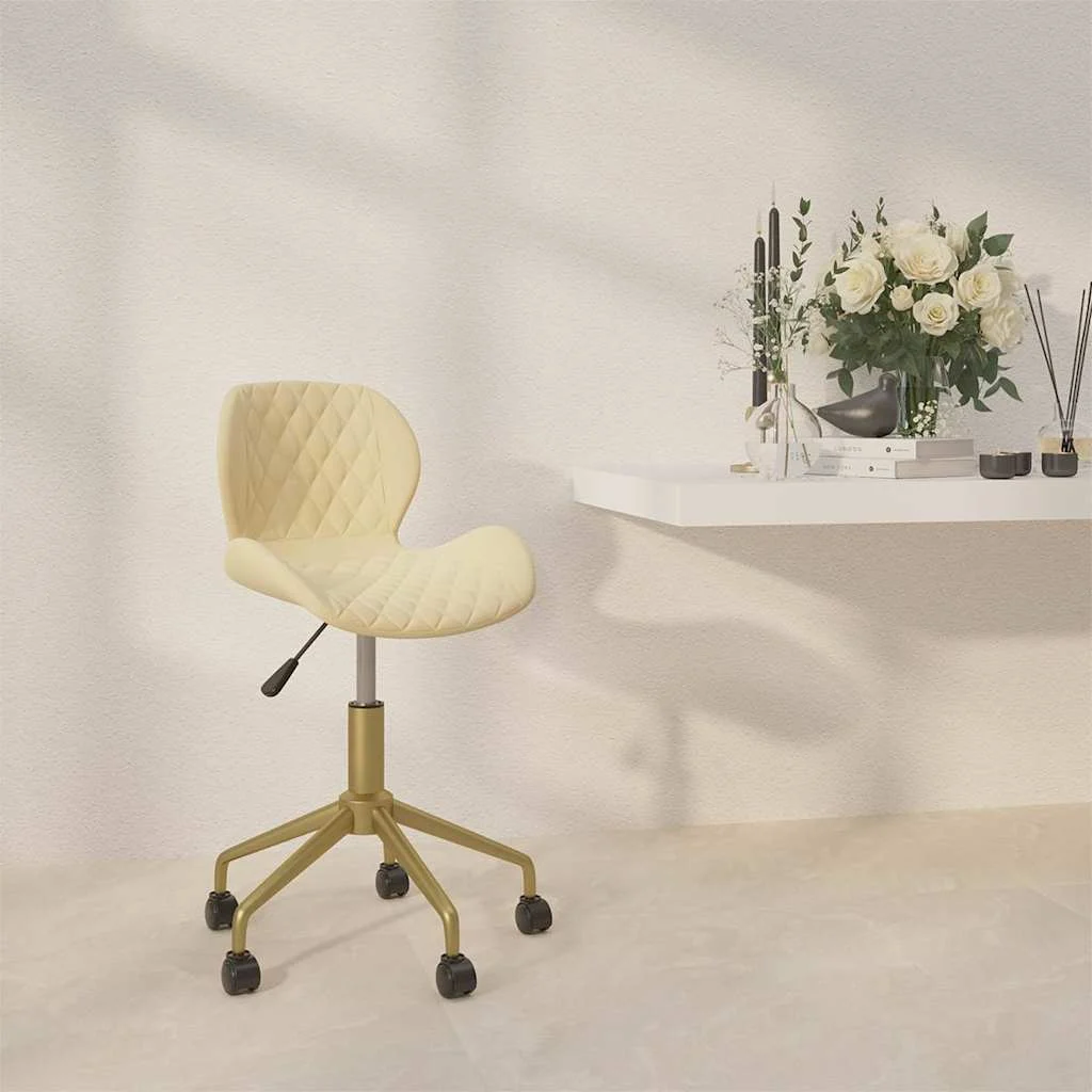 Chaise pivotante de bureau 39 x 51 x 84,5 cm crème velours – vue d’ensemble