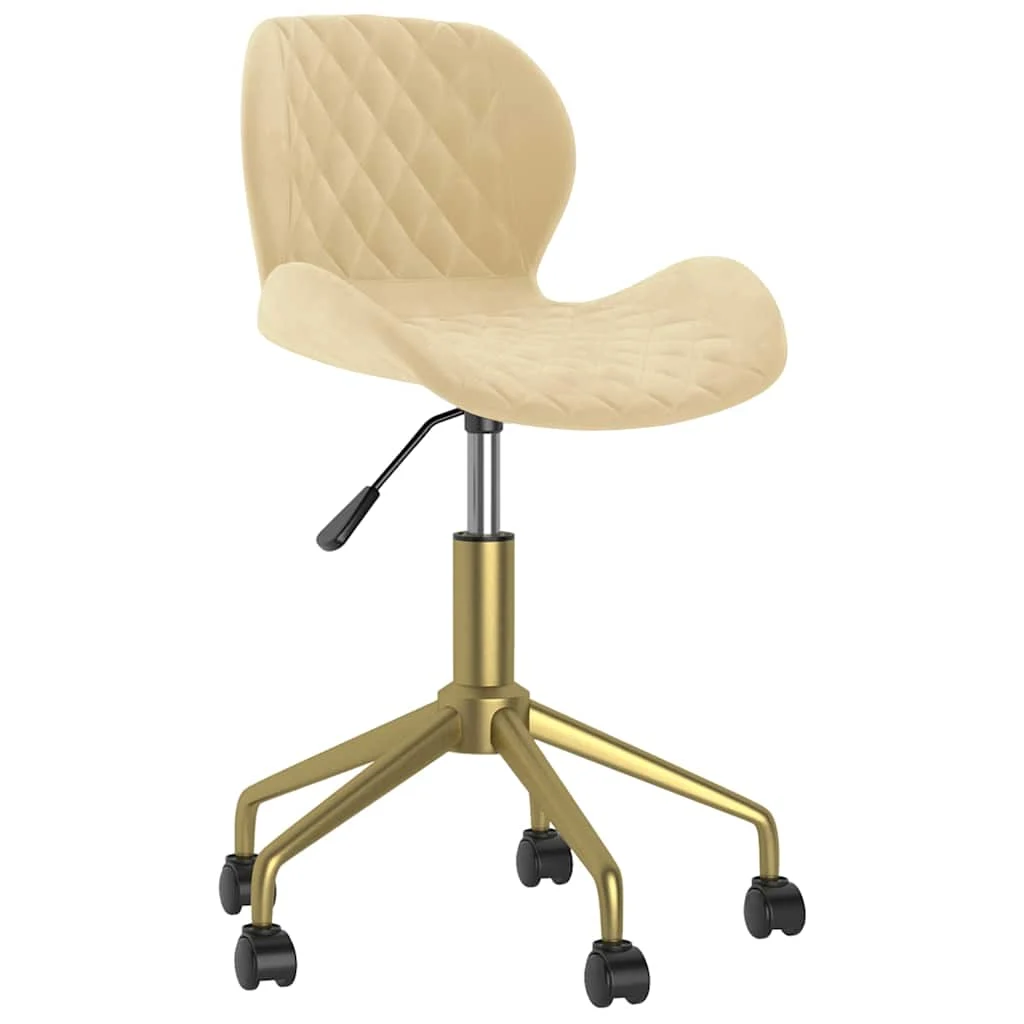 Chaise pivotante de bureau 39 x 51 x 84,5 cm crème velours – vue de face