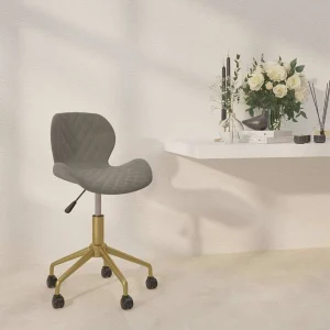 Chaise pivotante de bureau 39 x 51 x 84,5 cm gris clair velours – vue d’ensemble