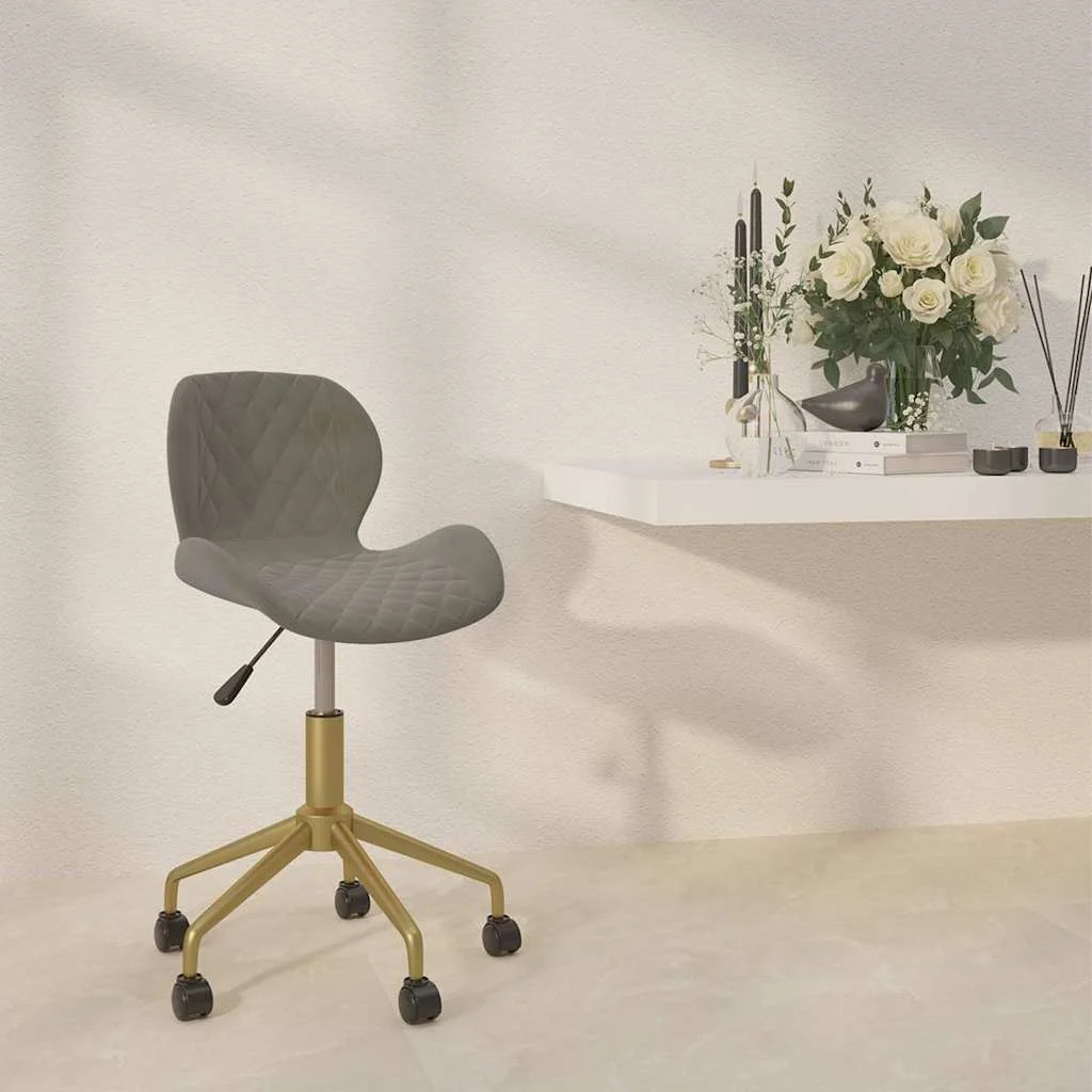 Chaise pivotante de bureau 39 x 51 x 84,5 cm gris clair velours – vue d’ensemble