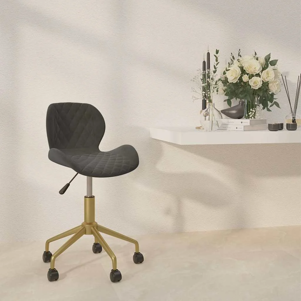 Chaise pivotante de bureau 39 x 51 x 84,5 cm gris foncé velours – vue d’ensemble