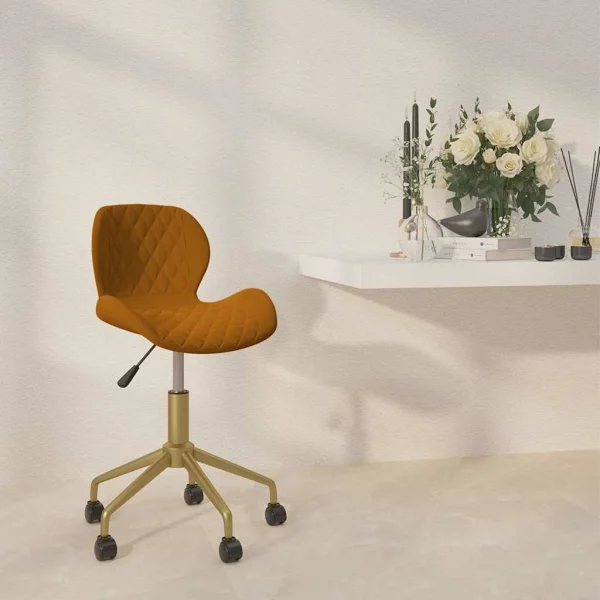 Chaise pivotante de bureau 39 x 51 x 84,5 cm marron velours – vue d’ensemble
