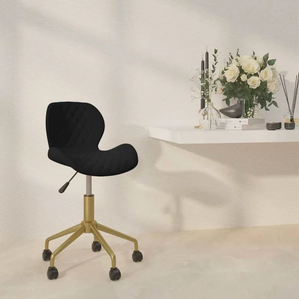 Chaise pivotante de bureau 39 x 51 x 84,5 cm noir velours – vue d’ensemble