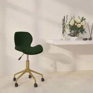 Chaise pivotante de bureau 39 x 51 x 84,5 cm vert foncé velours – vue d’ensemble