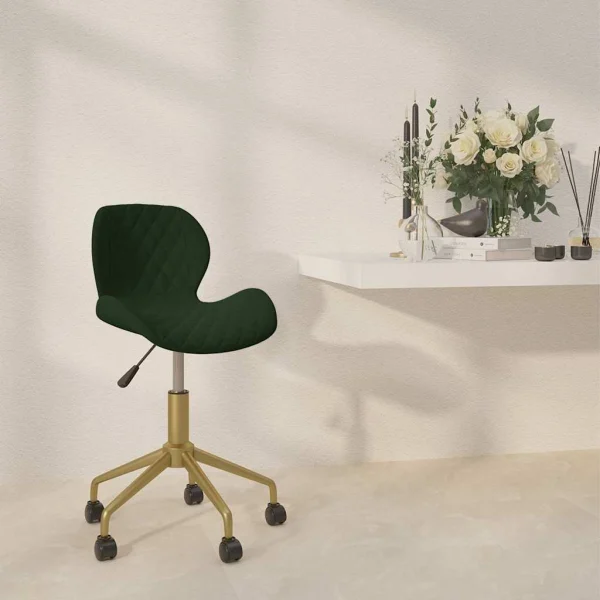 Chaise pivotante de bureau 39 x 51 x 84,5 cm vert foncé velours – vue d’ensemble