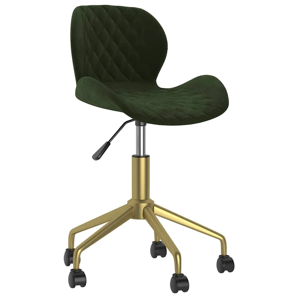 Chaise pivotante de bureau 39 x 51 x 84,5 cm vert foncé velours – vue de face