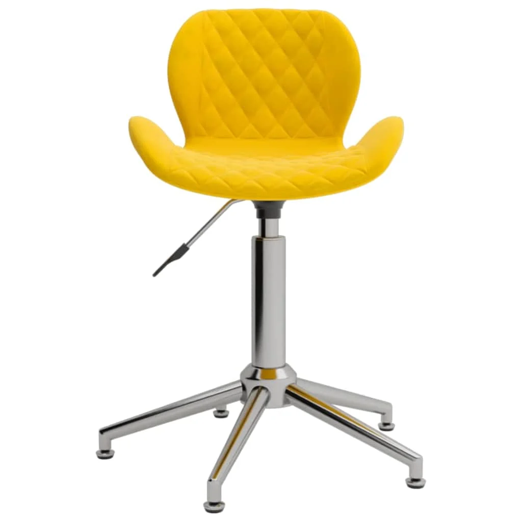 Chaise pivotante de bureau 39 x 51 x 86,5 cm jaune moutarde velours – vue de face